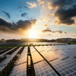 sun shade onto solar panel farm