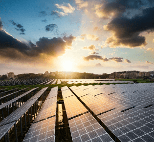 sun shade onto solar panel farm