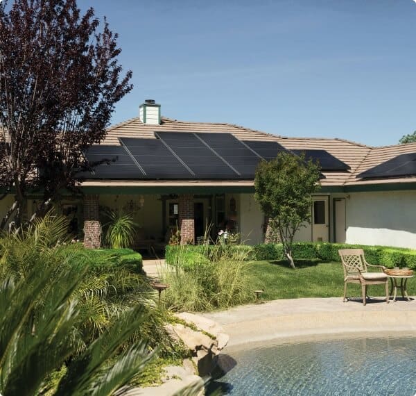 backyard of home showing modern solar panels